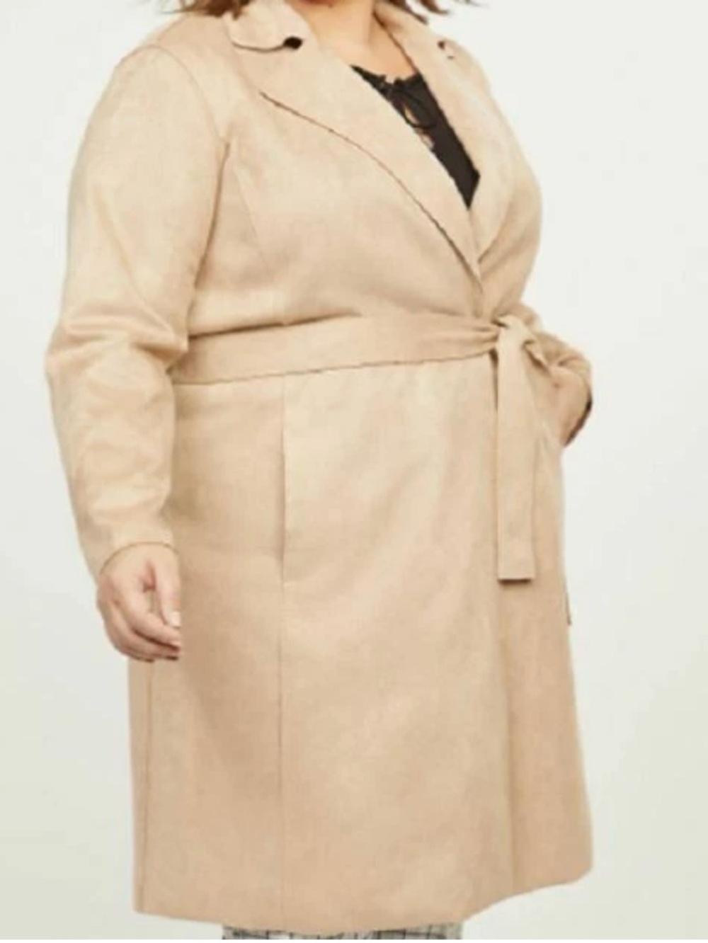 Lane Bryant Classic Plus-Size Tie-Waist Trench Coat. Faux suede.